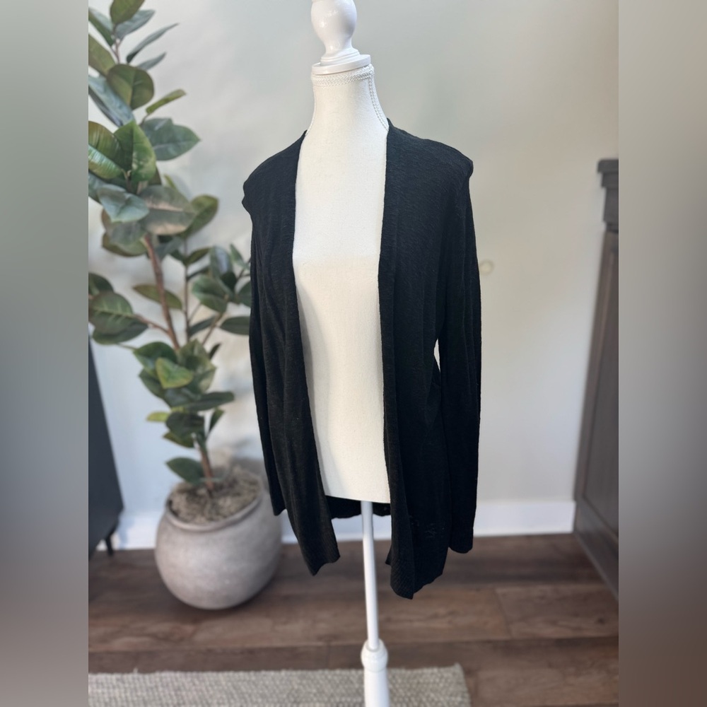 GAP Black Cardigan Sweater Long Open-Front Large